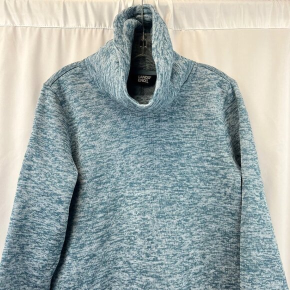 Lands’ End Women’s Fleece Tunic Funnel Neck Turquoise Space Dye Size Small - Picture 2 of 8